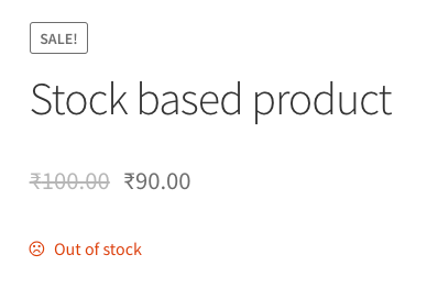 Out of stock label shown below WooCommerce product price