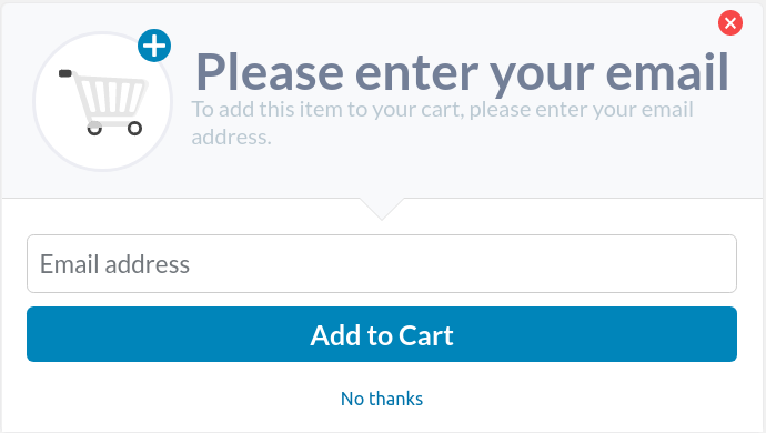 Preview of the Add too Cart popup modal