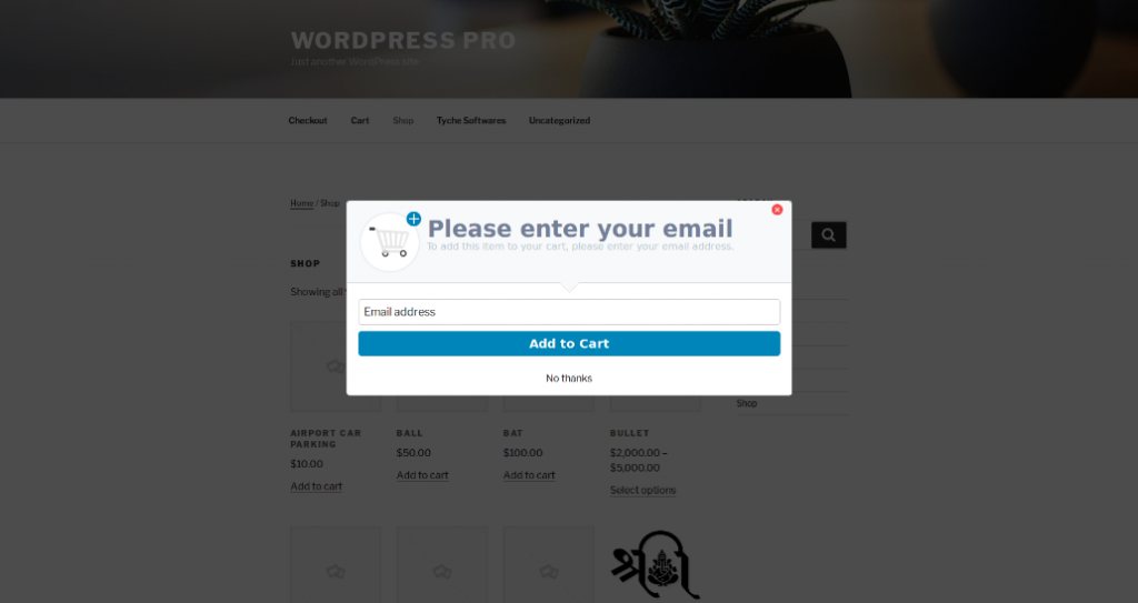 Add to Cart Modal Frontend