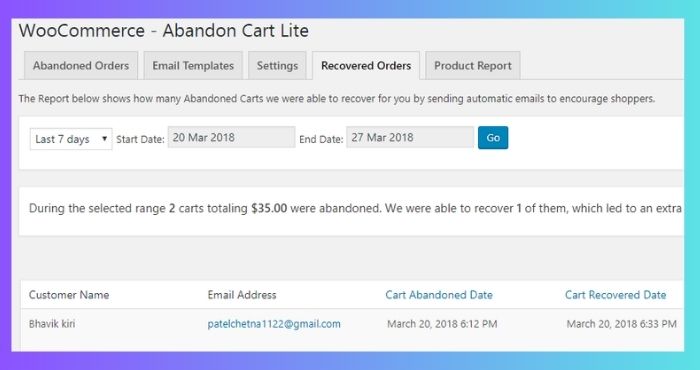 How to know the details of recovered orders using Abandoned Cart Lite for WooCommerce plugin | tychesoftwares.com