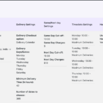 Delivery schedules settings