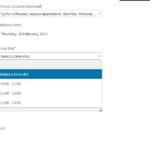 select time on the time slot check out page