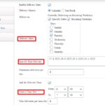 Delivery options: Particular dates, Weekdays, Time slots