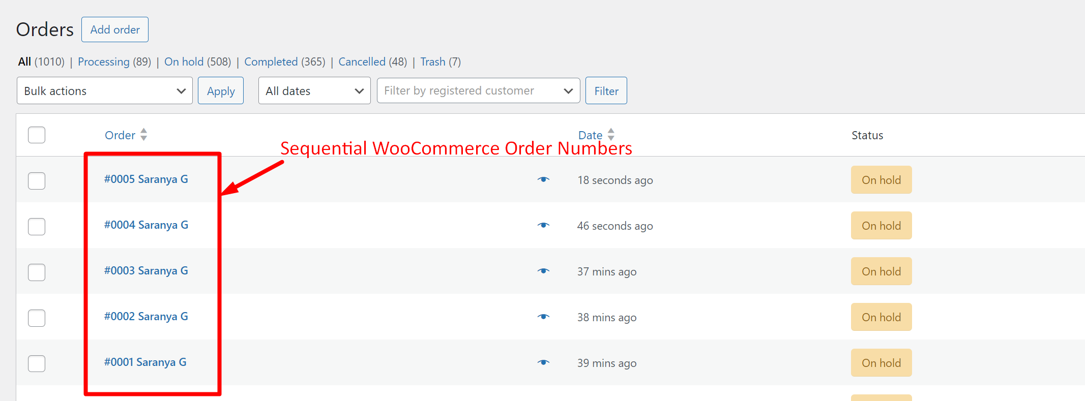 Add Sequential Order Numbers in WooCommerce