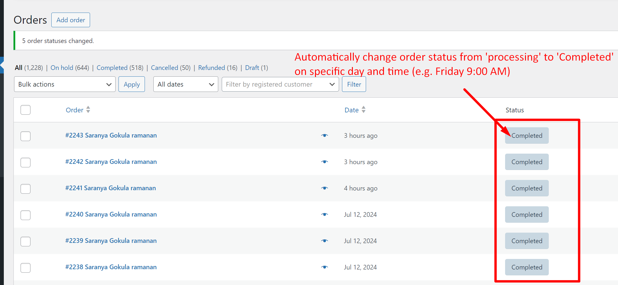 Change WooCommerce Order Status