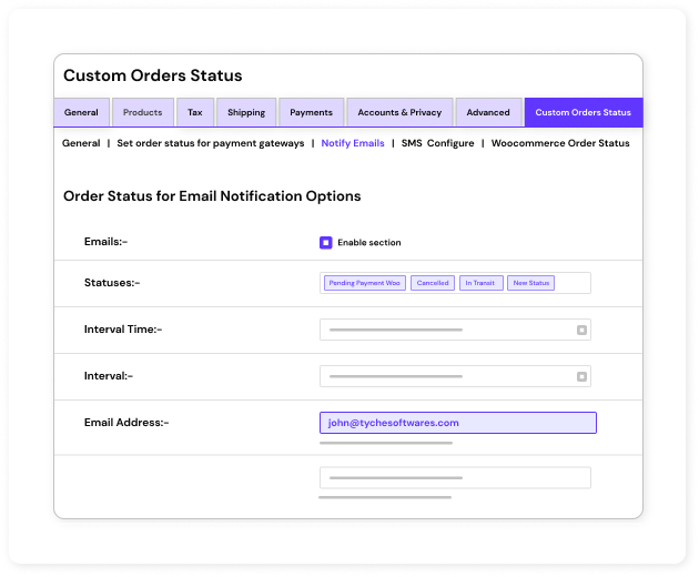 Custom order status for WooCommerce - Automatic alert notifications for admins