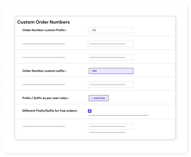 Create order numbers with prefixes and suffixes