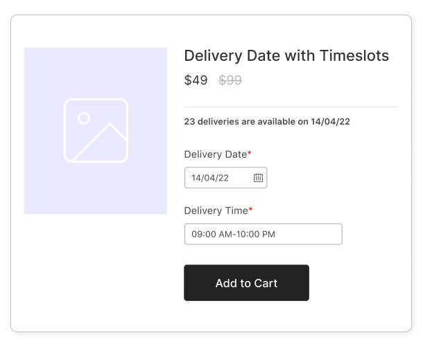 Delivery date & time slot based on product availability