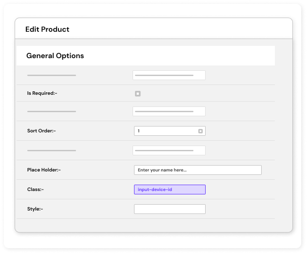 Extensive settings for each field type in product input field for WooCommerce plugin