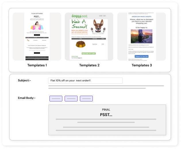 Message personalization​ settings in abandoned cart plugin