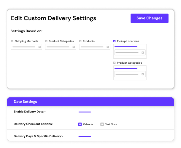 Pickup locations​ settings in order delivery date plugin