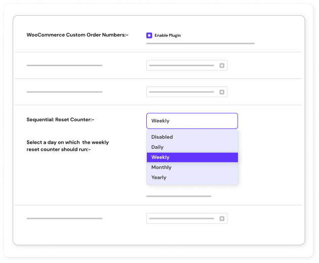 Reset the order numbers at different time intervals in custom order number for woocommerce