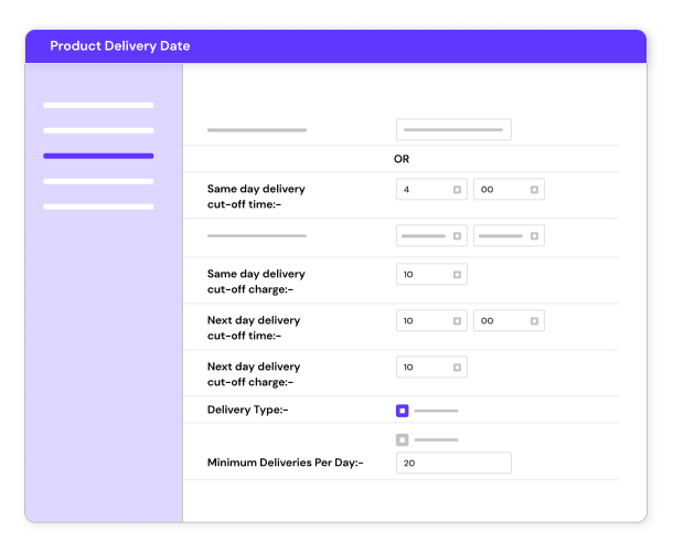 Set cut-off time for Same Day & Next Day deliveries