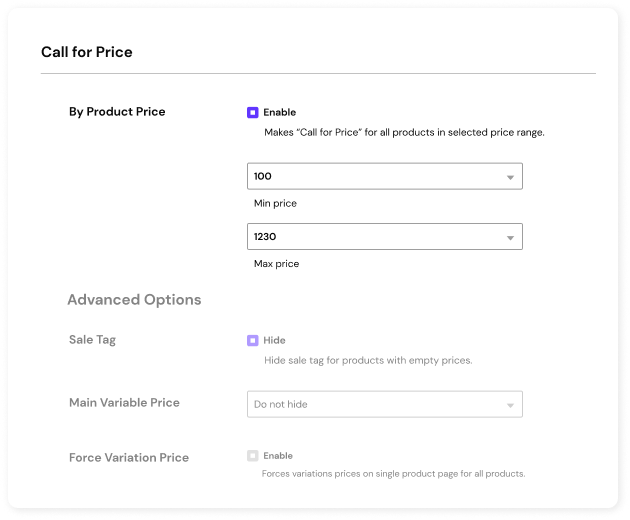 Custom text for products in a price range