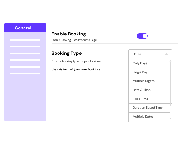 booking type