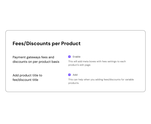 payment gateway based fees per product