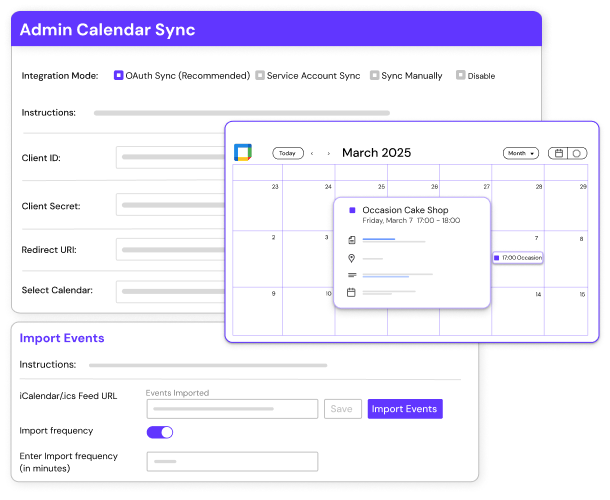 Google calendar & Import events