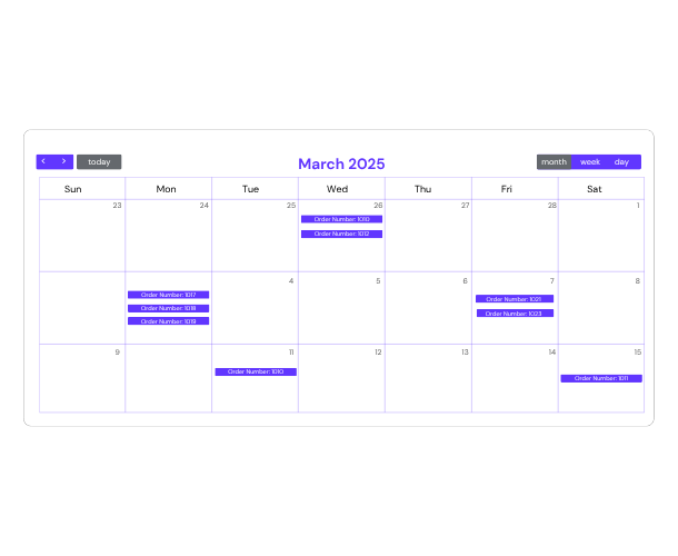 admin delivery calendar view