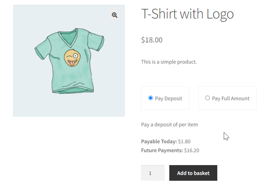 Deposits Options on Front end Product page - Deposits for WooCommerce