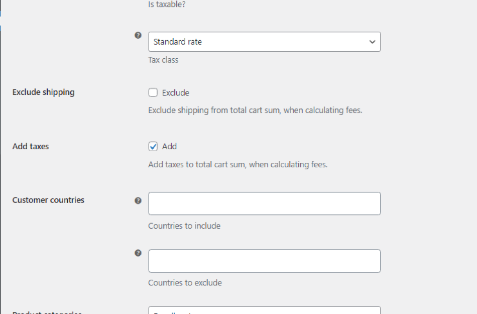 Payment Gateway Based Fees and Discounts for WooCommerce tax settings option