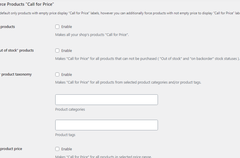 force products call for price setting