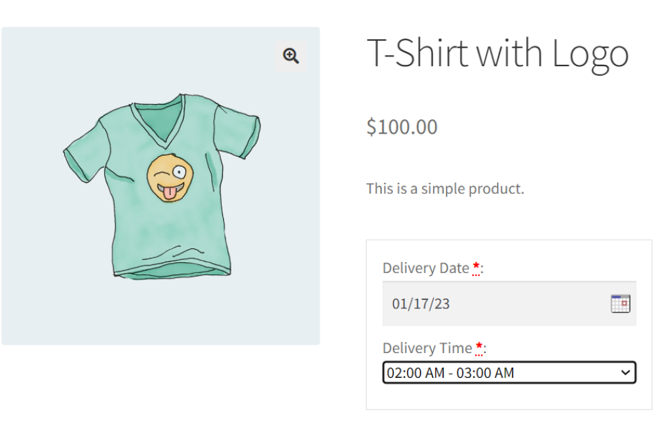 Delivery date & time on Shop page