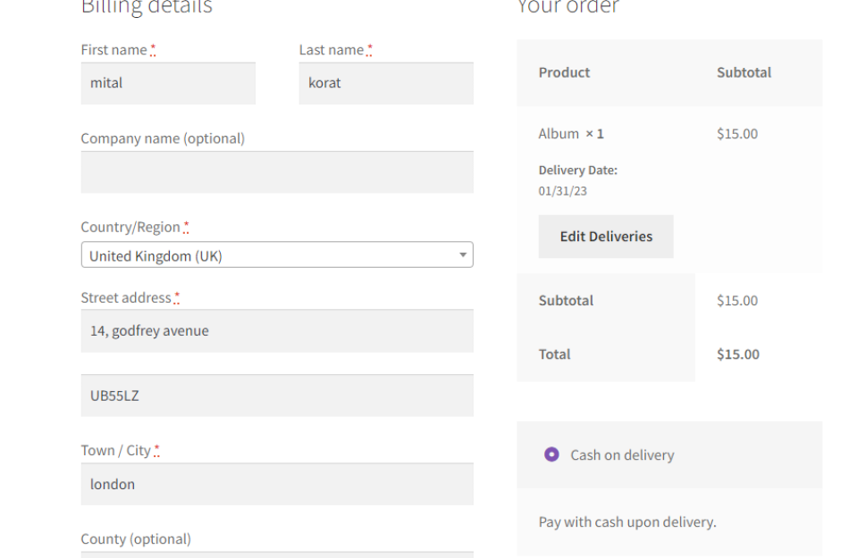 product delivery dates on checkout woocommerce page