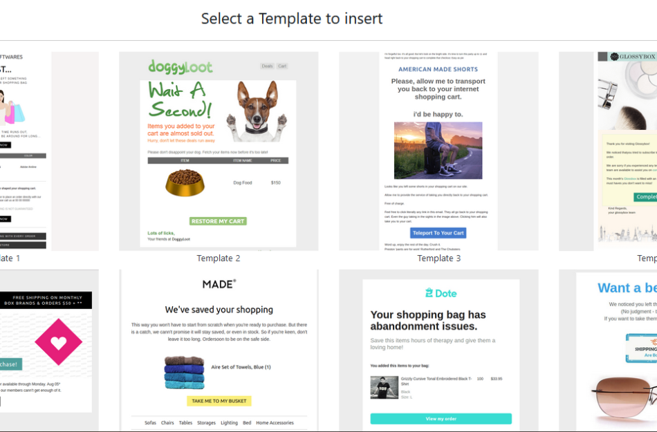 Email templates pre-design for abandoned cart plugin for WooCommerce