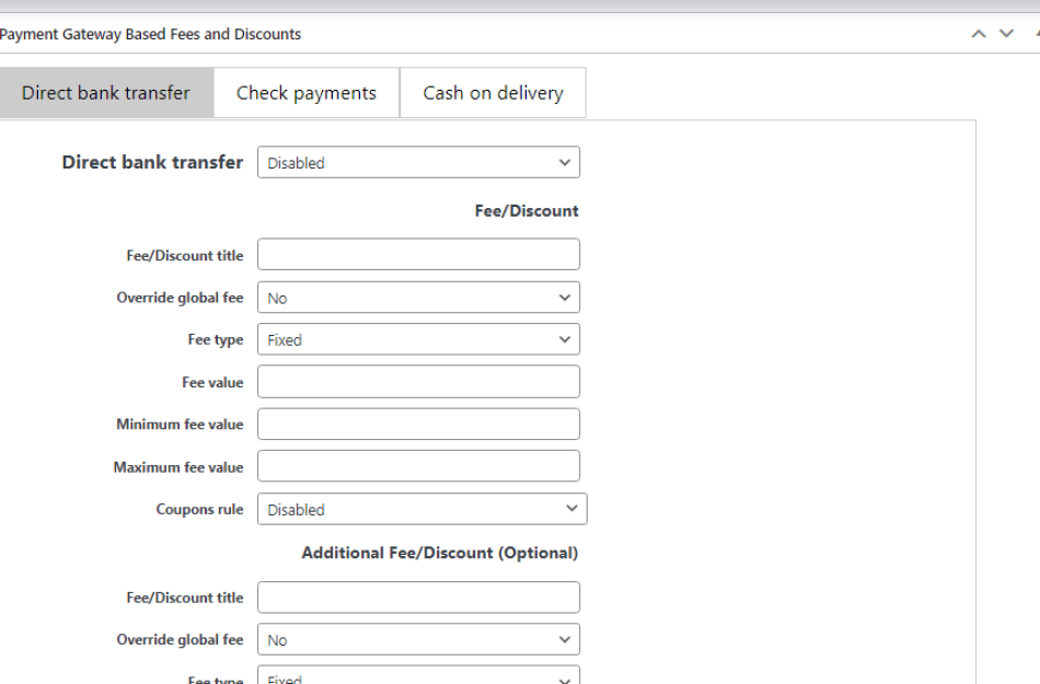 Payment Gateway Based Fees and Discounts for WooCommerce direct bank transfer, check payments and cash on delivery options
