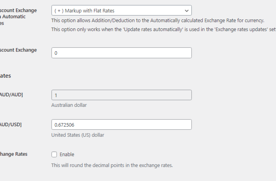 Round off settings in currency per product woocommerce plugin